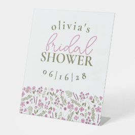 Wildflowers Bridal Shower Pedestal Sign - Purple Sockelschild