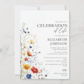 Wildflowers Celebration of Life Funeral Photo Einladung (Vorderseite)