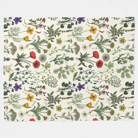 Wildflowers collage fleecedecke (Vorderseite (Horizontal))