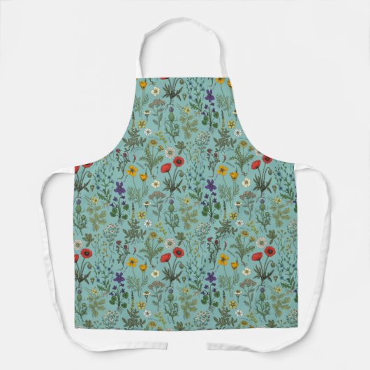 Wildflowers collage on blue schürze (Vorderseite)