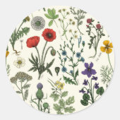 Wildflowers collage runder aufkleber (Vorderseite)