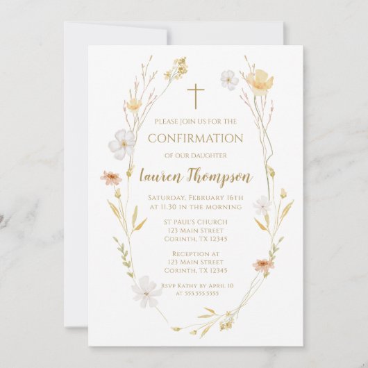 Wildflowers Confirmation Invitation  Einladung (Vorderseite)