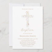 wildflowers cross | Baptism Invitation Einladung (Vorderseite)