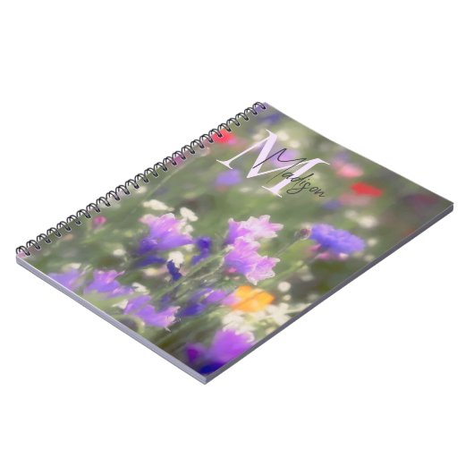 Wildflowers Custom Name Monogram Notizblock (Linke Seite)