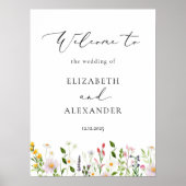 Wildflowers Elegant Calligraphy Wedding Welcome Poster (Vorne)