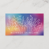 Wildflowers Elegant LineArt Custom QR Code Rainbow Visitenkarte (Vorderseite)