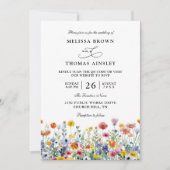 Wildflowers Elegant Modern Budget QR Code Wedding Einladung (Vorderseite)