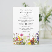 Wildflowers Elegant Modern Budget QR Code Wedding Einladung (Stehend Vorderseite)