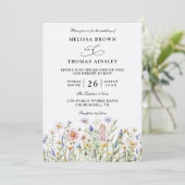 Wildflowers Elegant Modern Budget QR Code Wedding Einladung (Stehend Vorderseite)