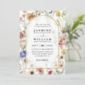 Wildflowers ELegant Modern Budget QR Code Wedding Einladung (Stehend Vorderseite)
