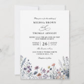 Wildflowers Elegant Modern Budget QR Code Wedding Einladung (Vorderseite)