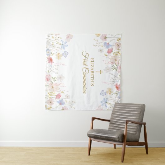 WILDFLOWERS  First Communion Backdrop banner Wandteppich (Beispiel (Horizontal))