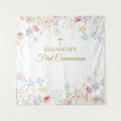 WILDFLOWERS First Communion Backdrop banner Wandteppich (Vorderseite)