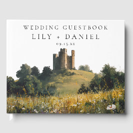 Wildflowers Floral Castle Watercolor Wedding Gästebuch