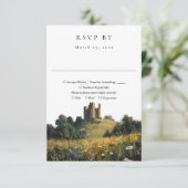 Wildflowers Floral Castle Watercolor Wedding RSVP Karte (Stehend Vorderseite)