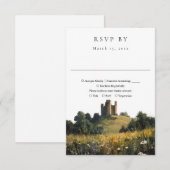 Wildflowers Floral Castle Watercolor Wedding RSVP Karte (Vorne/Hinten)