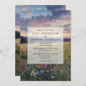 Wildflowers Floral Meadow All In One Wedding Einladung (Vorne/Hinten)