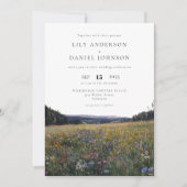 Wildflowers Floral Meadow Photo Wedding Einladung (Vorderseite)