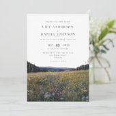 Wildflowers Floral Meadow Photo Wedding Einladung (Stehend Vorderseite)