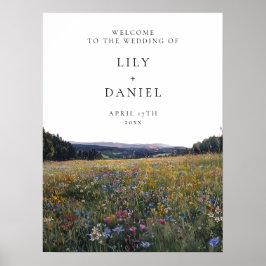 Wildflowers Floral Meadow Wedding Welcome Sign Poster