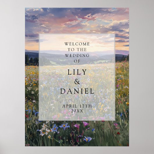 Wildflowers Floral Meadow Wedding Welcome Sign Poster (Vorne)