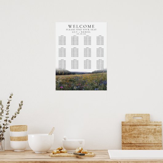 Wildflowers Floral Wedding Seating Chart Poster (Küche)