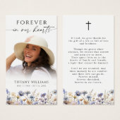 Wildflowers Forever In Our Hearts Prayer Card (Vorne & Hinten)