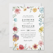 Wildflowers Fresh Meadow Rustic QR Code Wedding Einladung (Vorderseite)