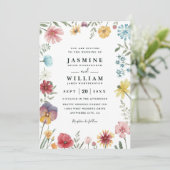 Wildflowers Fresh Meadow Rustic QR Code Wedding Einladung (Stehend Vorderseite)