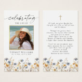 Wildflowers Funeral Celebration Photo Prayer Card (Vorne & Hinten)
