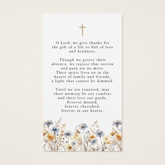 Wildflowers Funeral Memorial Photo Prayer Card (Rückseite)
