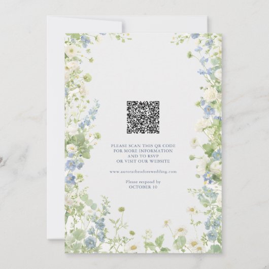 Wildflowers Garden QR Code Wedding Invitation Einladung (Rückseite)