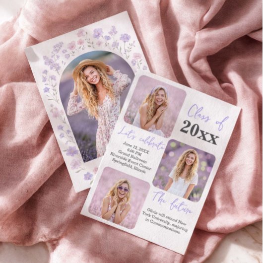 Wildflowers Graduation Photo Invitation Einladung