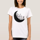 Wildflowers Growing from Moon Illustration T-Shirt (Vorderseite)