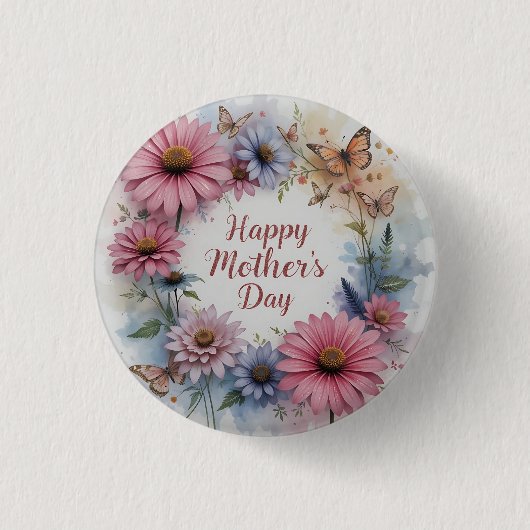 WildFlowers Happy Mother's Day Button (Vorderseite)