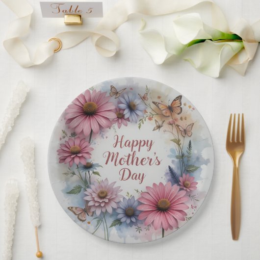 WildFlowers Happy Mother's Day Pappteller (Hochzeit)
