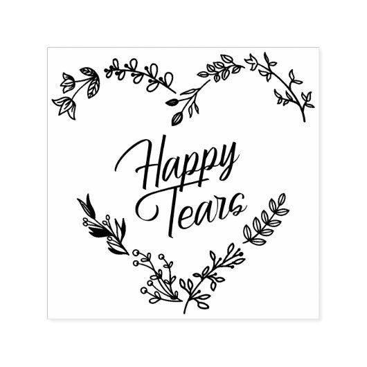 Wildflowers Heart Happy Tears Wedding Quote Permastempel (Design)