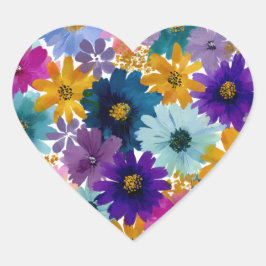 Wildflowers Herz-Aufkleber