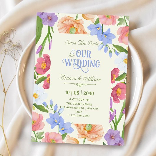 Wildflowers-Hochzeit Save The Date
