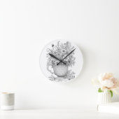 Wildflowers & Honey Bee Ink Art Wall Clock Runde Wanduhr (Zuhause)