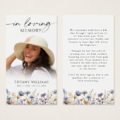 Wildflowers In Loving Memory Photo Prayer Card (Vorne & Hinten)