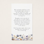 Wildflowers In Loving Memory Photo Prayer Card (Rückseite)