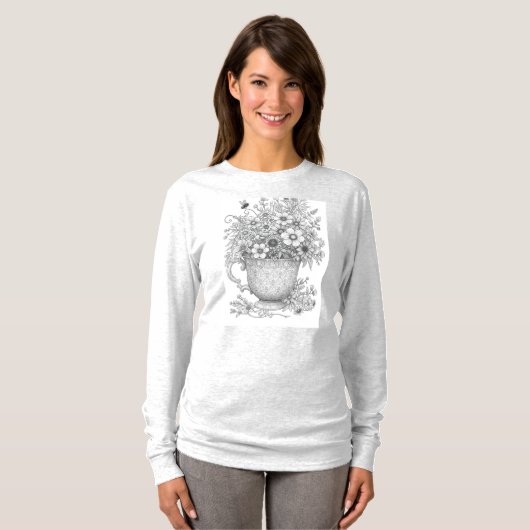 Wildflowers in Patterned Teacup T-Shirt (Vorne ganz)