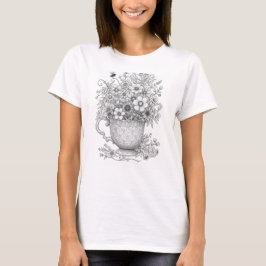Wildflowers in Patterned Teacup T-Shirt
