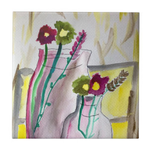 Wildflowers in vase abstract art fliese
