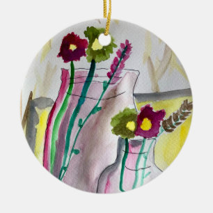 Wildflowers in vase abstract art keramik ornament