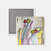 Wildflowers in vase abstract art magnet (Vorderseite/Rückseite)