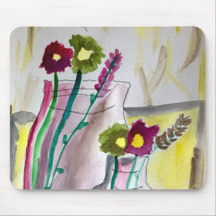 Wildflowers in vase abstract art mousepad
