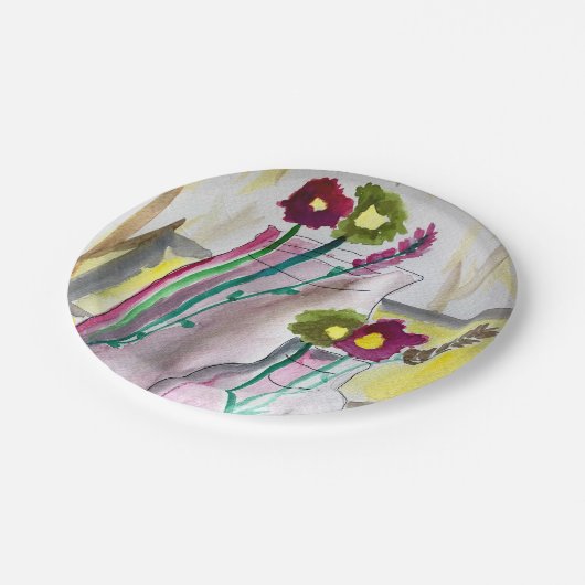 Wildflowers in vase abstract art pappteller (Schrägansicht)