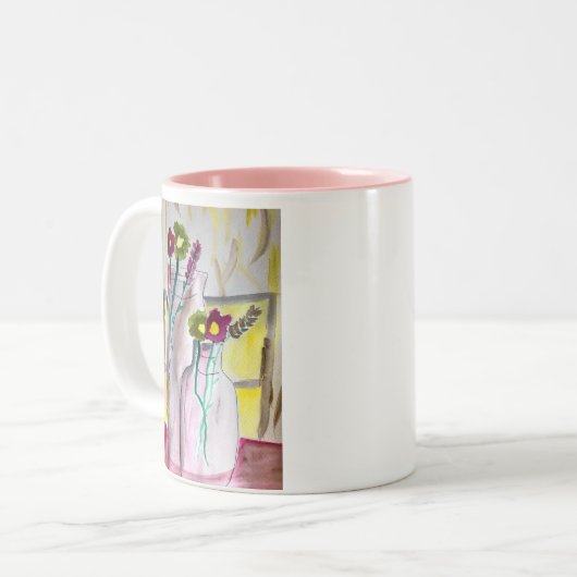 Wildflowers in vase abstract art zweifarbige tasse (Vorderseite Links)